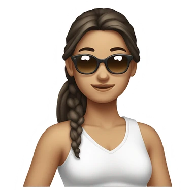 18 year old, Female, brunete, Pony tail, beach clothes, sungasses sticker