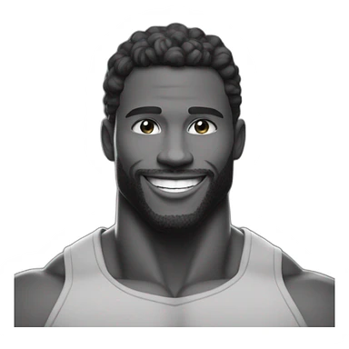 Giga Chad smiling black and white musculation meme a little from profile sticker