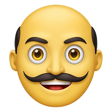 Create a Chinese smile emoji, the smile should contain an evil smile with a long Chinese like mustache sticker