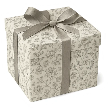 Elegant Rococo pale black white ditsy floral gift box  , remove background sticker