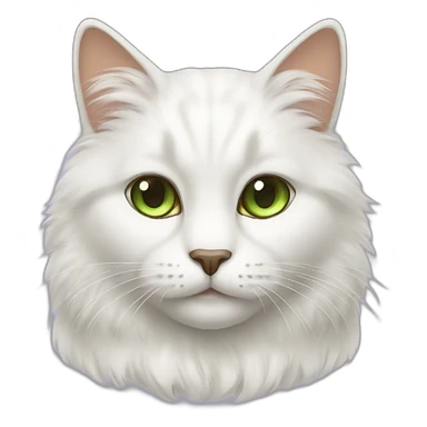 white fluffy cat with brown ears, brown ears and green eyes sticker