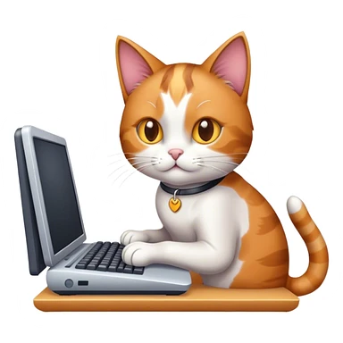 Cat typing on computer  sticker