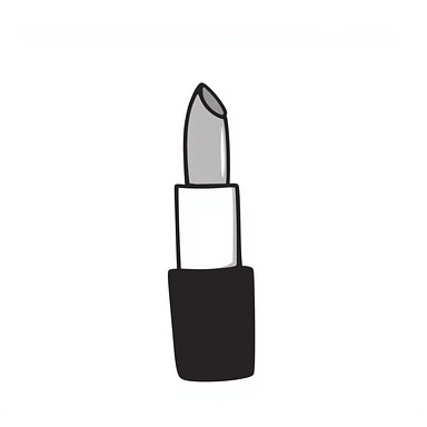 lipstick tube with cap and lipstick showing, pastel colors dd9fb0 ffc6d3 a3bfc9 c4bee2 f1b091, hand-drawn doodle style sticker