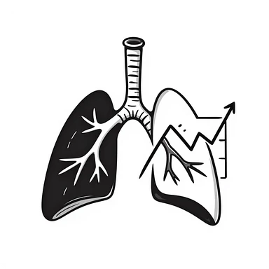 Hand-drawn lungs with oxygen measurement graph next to it, fitness capability visualization sticker