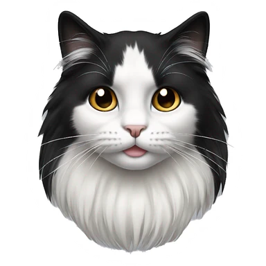 half black and half white long hair cat sticker