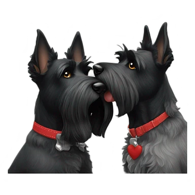 Senior Two black Scottish terrier kissing sticker