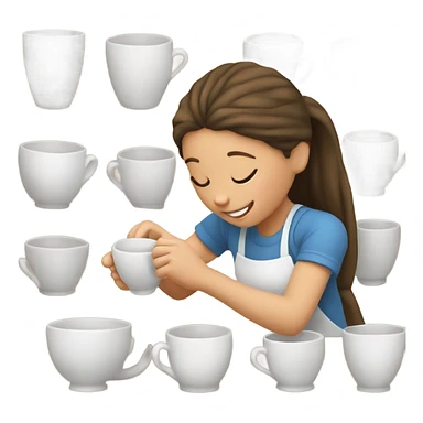 Girls make ceramic cup sticker