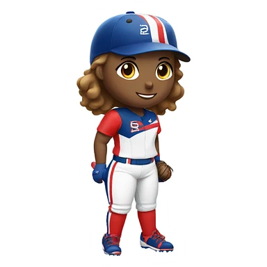 Softball player in red white blue uniform  sticker