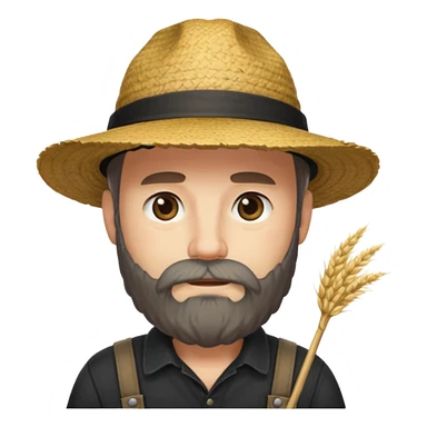 Puritan farmer male middle age with beard black clothes straw hat sticker