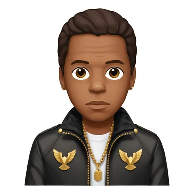 Jay-Z with dark brown hair, metallic black jacket sticker