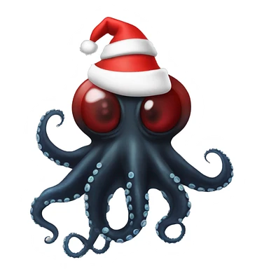 black alien octopus with santa hat sticker