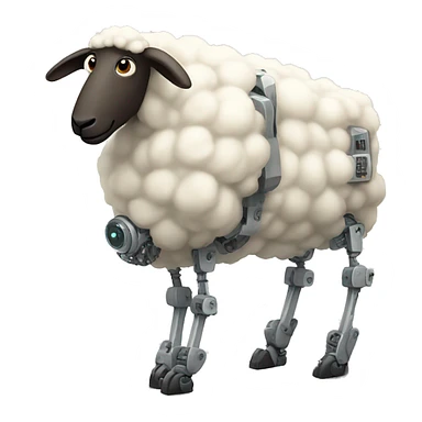 Very tall sheep playing with robots sticker