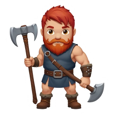 Ein zwerg mit roten Haaren und axt, nur der Oberkörper  sticker