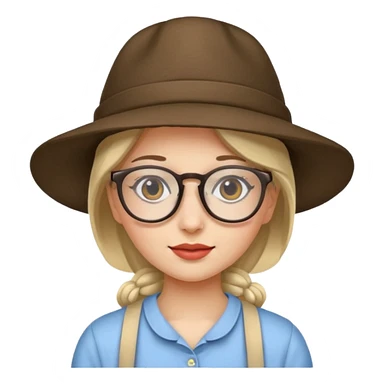 hatted girl with glasses sticker