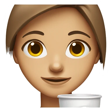 smiling girl with brown hair drinking coffee  sticker