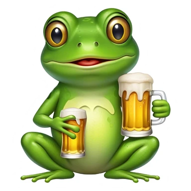 Frog with a beer sticker