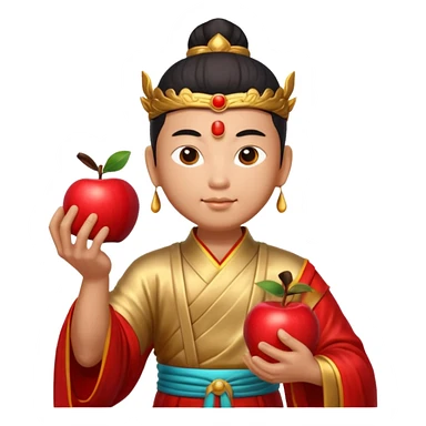chinese god with an apple sticker