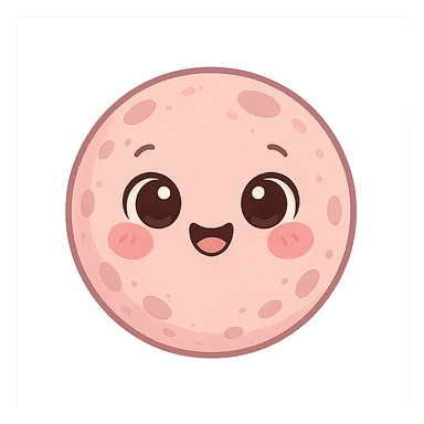 a cute pink moon, original design, big eyes, blushing cheeks, joyful sticker