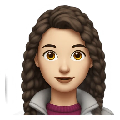 white female data science engineer with dark brown hair in a tech startup wearing woolly clothing - only headshot sticker