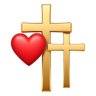Two red  hearts around  a simple gold cross  sticker