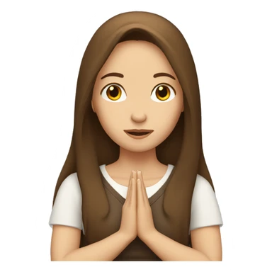 White woman with long brown hair praying sticker