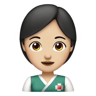 Pregnant Mexican/Japanese nurse, brown eyes, nose ring, dark red/black hair sticker