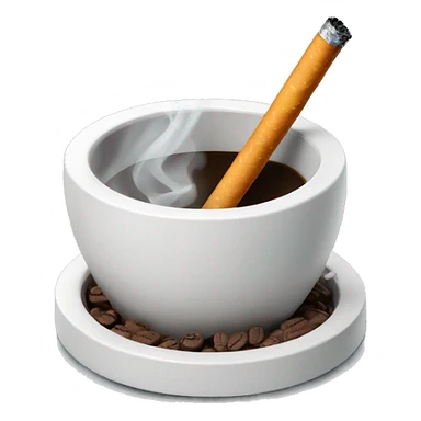 Cigarette in a ashtray, a cup of coffee beside  sticker