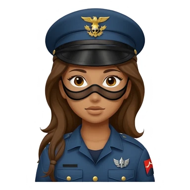 girl soldier with masks and long brown hair sticker