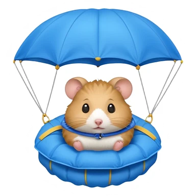 hamster riding blue parachute sticker