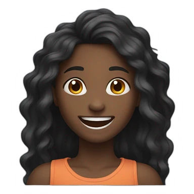 Young half black girl with wick long hair laughing  sticker