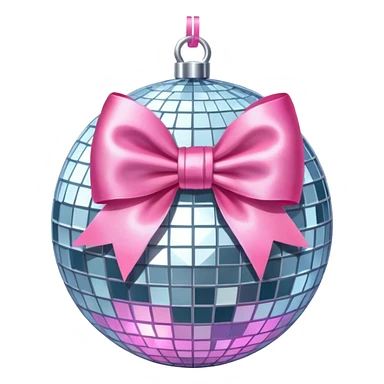 Disco ball with a pink bow on top sticker