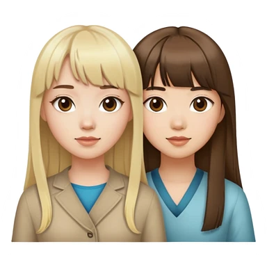 Blonde white girl middle part with brown hair asian girl bangs sticker