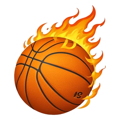 a flaming basketball sticker