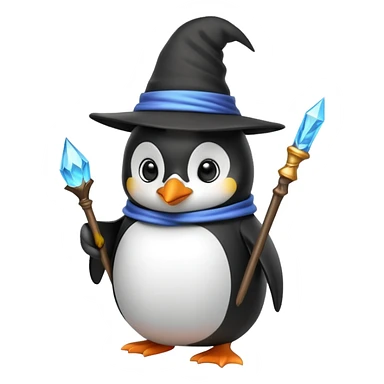 penguin wizard with wand and hat sticker