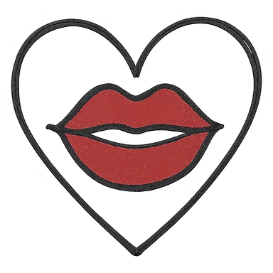 A heart with a big red mouth sticker