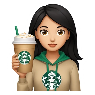 black hair girl with starbucks sticker