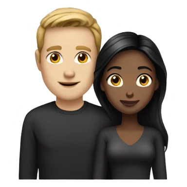 white man brown hair and brown woman black hair love  sticker