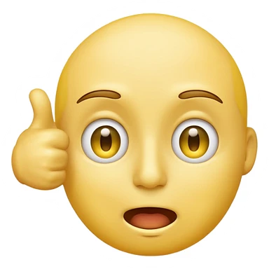 Original yellow Emoji face stressed out with one eye half open quivering out of anxiety and a singular thumbs up sticking out. . The right eye needs to be half closed  sticker