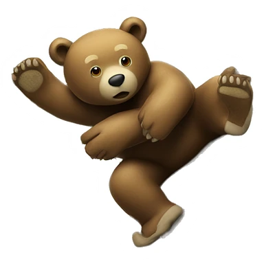 A bear falling out of a tree on top of a hunter sticker