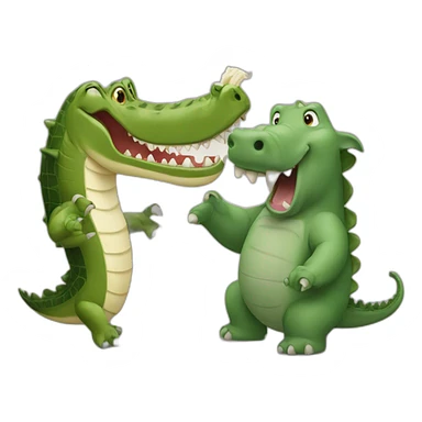 Crocodile fighting with a Elephant  sticker