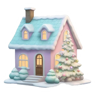 Pastel colored Christmas house sticker