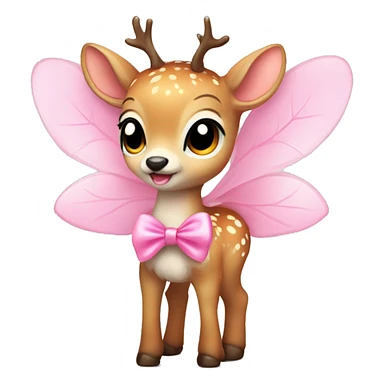 baby deer with fairy wings and a pink bow around its neck  sticker