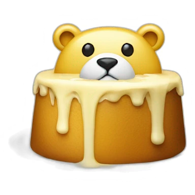 f Yellow bear with White nose and a flat body eating Pudding sticker
