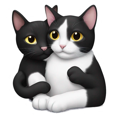 black and white cat cuddling with black cat sticker