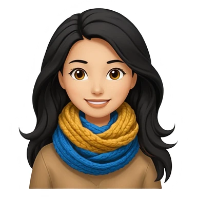 A black hair stylish woman in a long and knitted scarf, hair flowing in the winter breeze. sticker