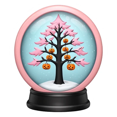pastel pink orange halloween  tree snow globe sticker