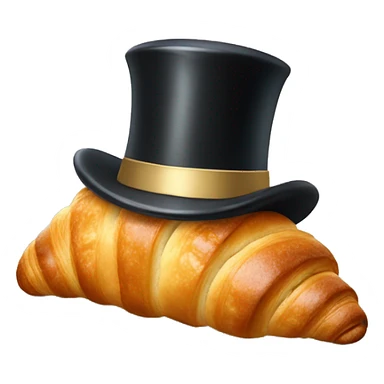 croissant with top hat sticker