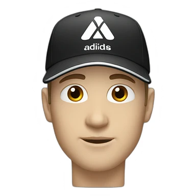 white man with a black adidas cap that has a white logo sticker