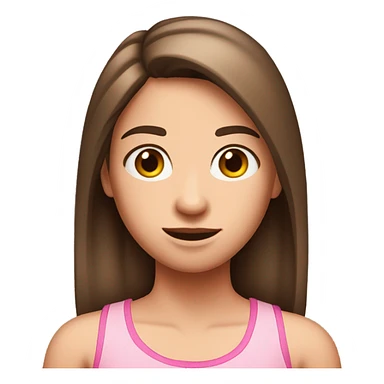 brown straight hair teenage girl white skin pink tanktop sticker