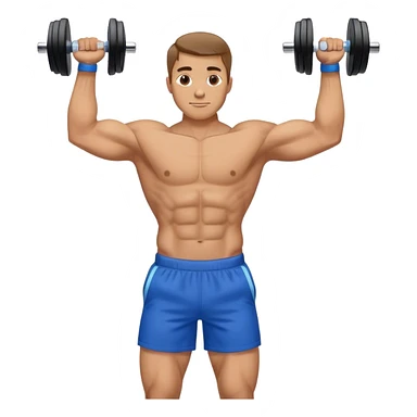 man with blue shorts doing side-lateral raise (T pose) with light dumbbells sticker